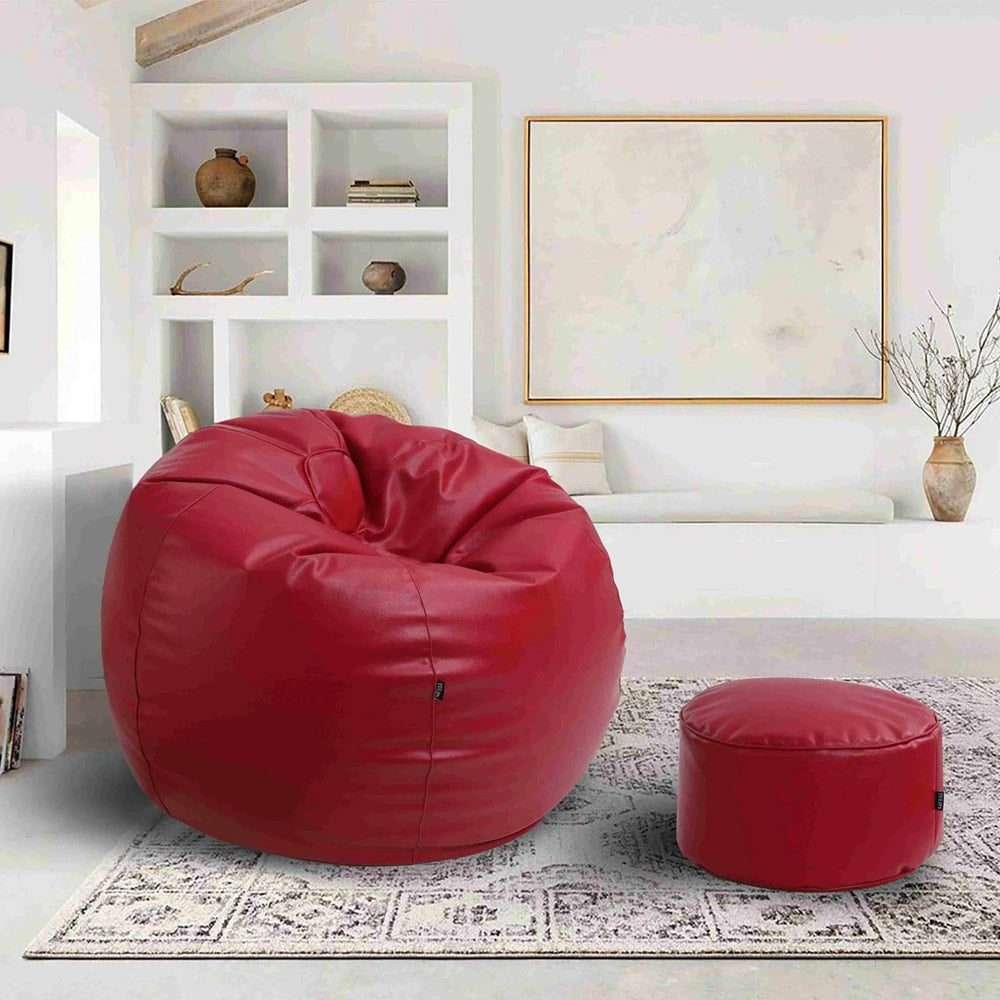 Premium Puffy Bean Bag - Red