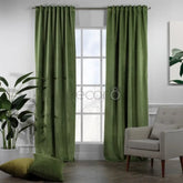 velvet curtains olive green