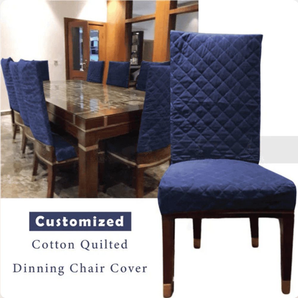 Quilted Chair Cover - Dark Blue