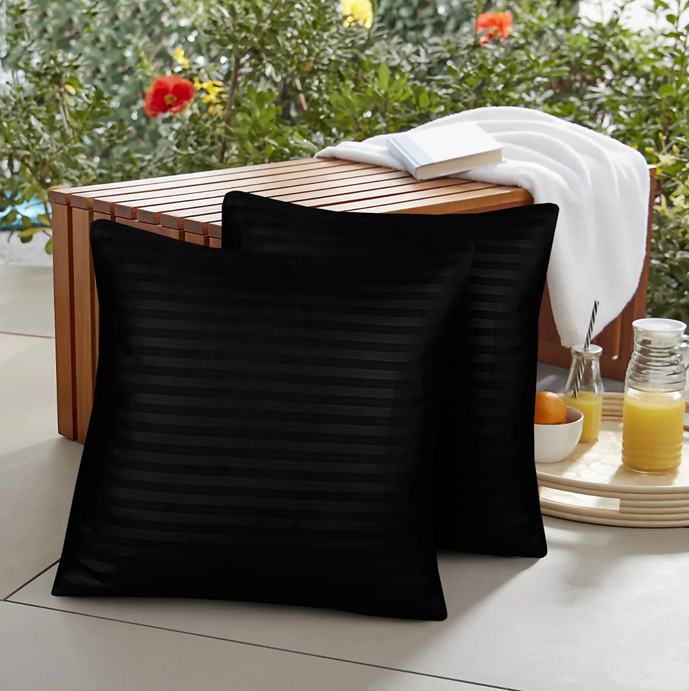 Satin Cushion Covers - Black