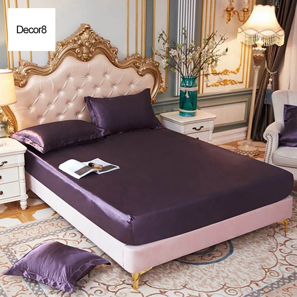 silk fitted sheet purple