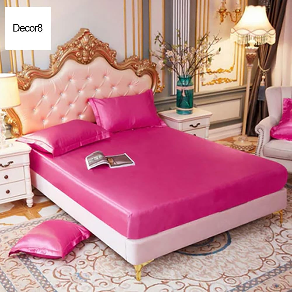 silk fitted sheet rose pink