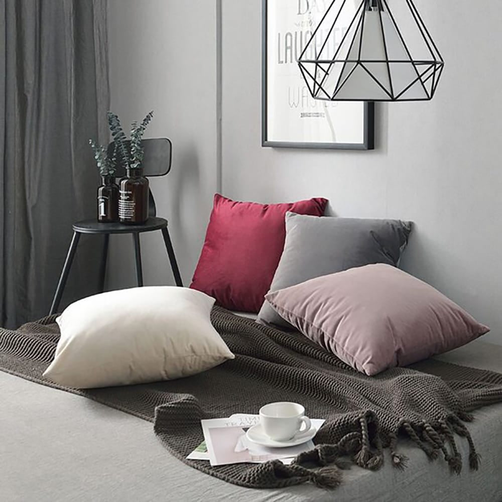 Velvet Cushion Covers for Sofa - Ivory - 2