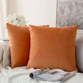 Velvet Cushion Covers for Sofa - Orange