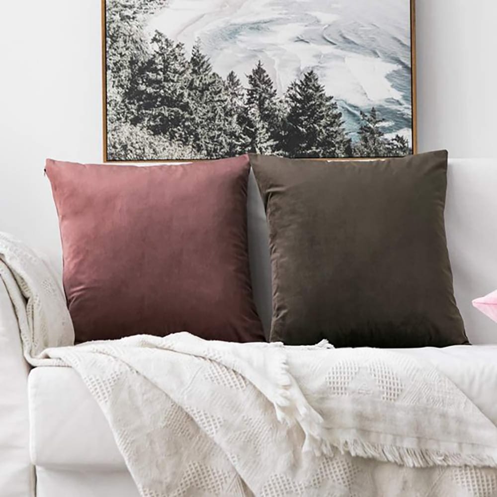 Velvet Cushion Covers for Sofa - Rose Gold-3