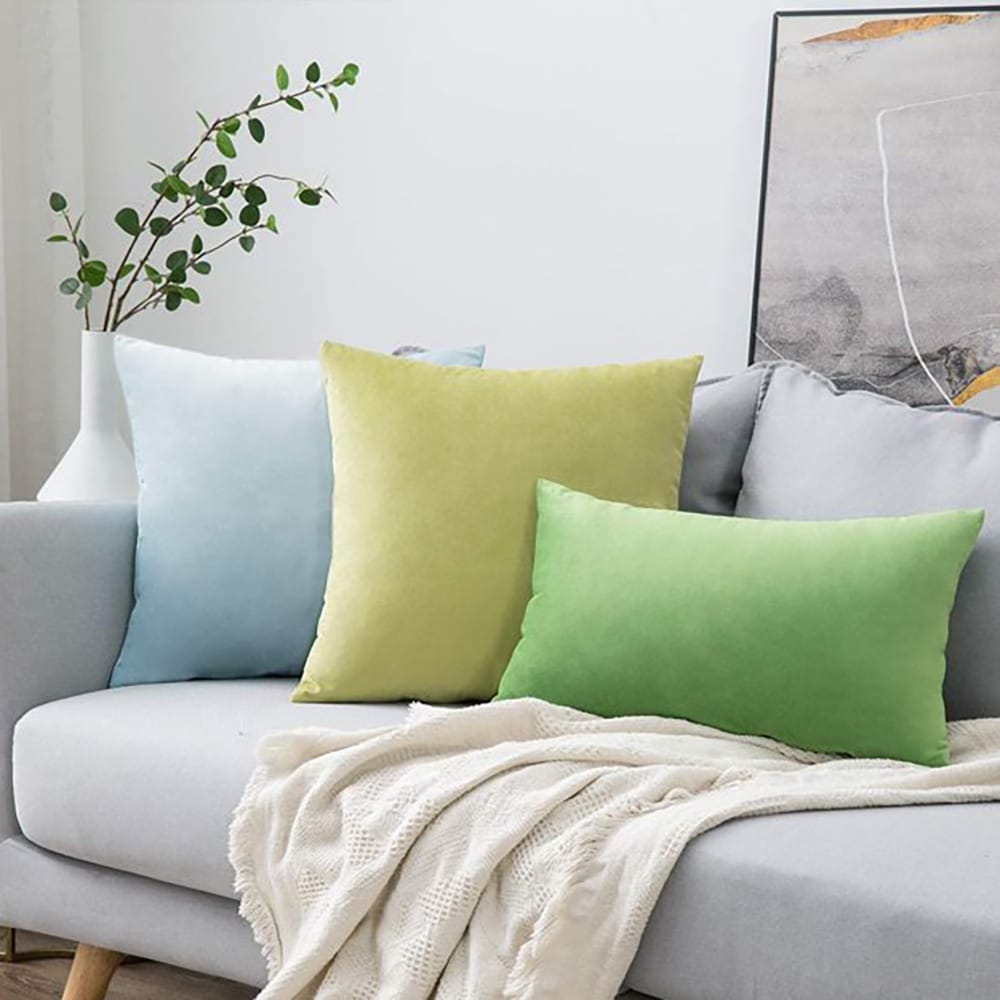 Velvet Cushion Covers for Sofa - Sky Blue-3