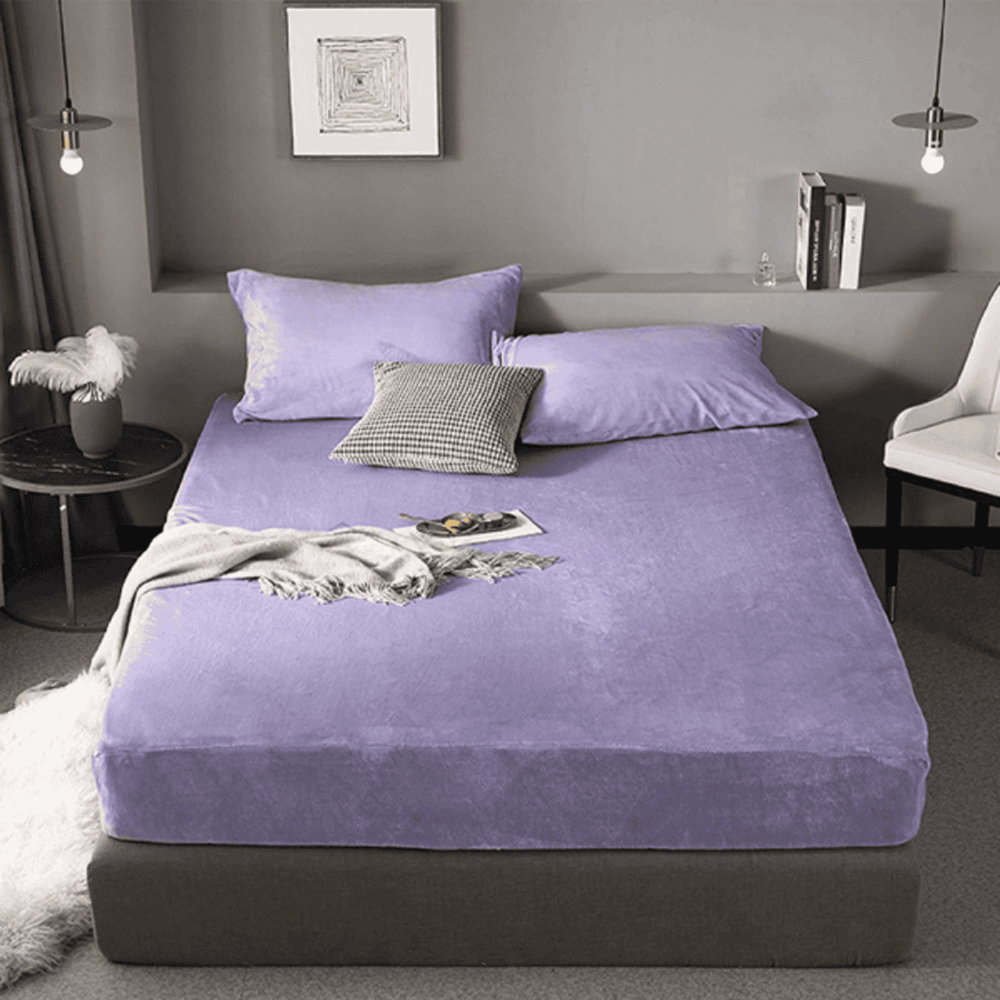 Velvet Fitted Bed Sheet - Lavender