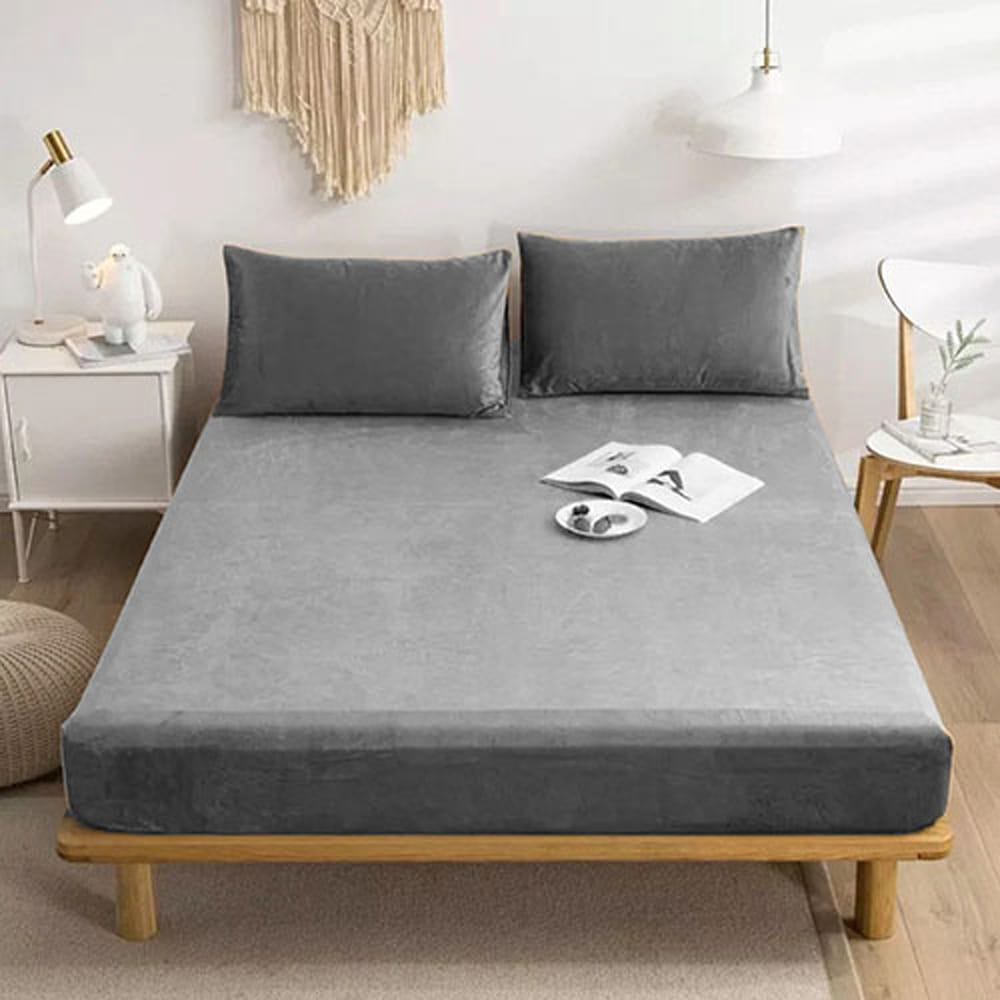 velvet fitted sheet grey