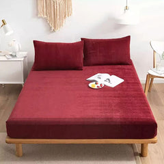 velvet fitted sheet maroon