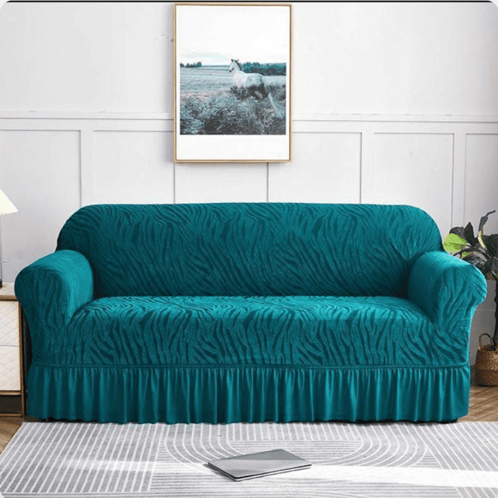 Zebra Sofa Cover - Aqua