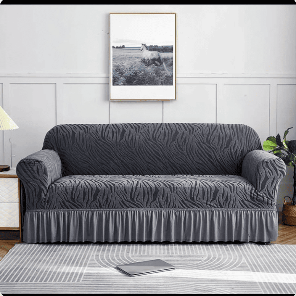 Zebra Sofa Cover - Grey