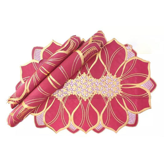 3pcs-Table-Mat-set-Placemats-Dressing-Table-Starflower-Crimson-Color