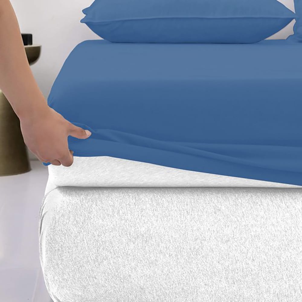 Cotton fitted sheet-Niagara Blue Color
