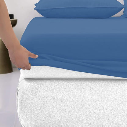 Cotton fitted sheet-Niagara Blue Color