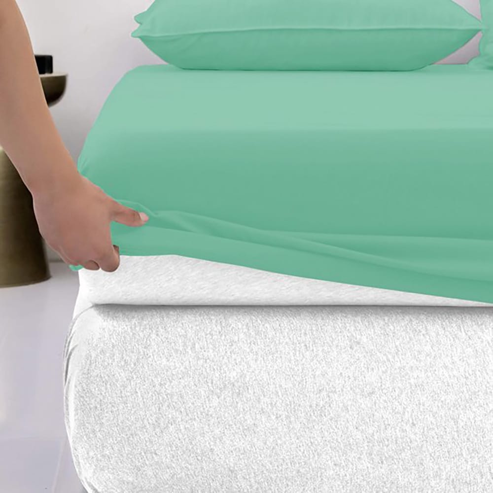 Cotton fitted sheet-Sea foam Color