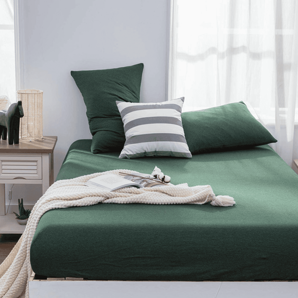 Cotton Fitted Sheet - Dark Green - TC 150