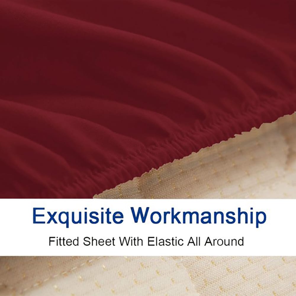 Fitted bed sheet burgundy color