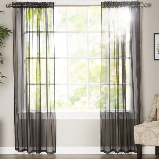 Polyester Sheer Net Curtain Black 