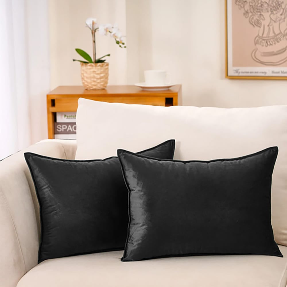 Premium Silk Pillow Cover – Black