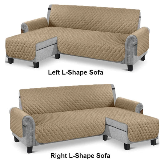 Quilted L-Shape Sofa Cover Beige