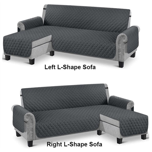 Quilted L-Shape Sofa Cover Grey
