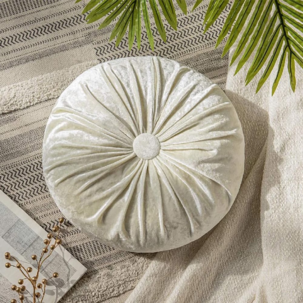 Round Pumpkin Velvet Cushion - White