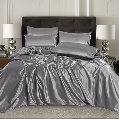 Silk Duvet Cover Set - Grey