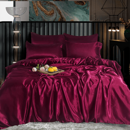 Silk Duvet Cover Set - Maroon