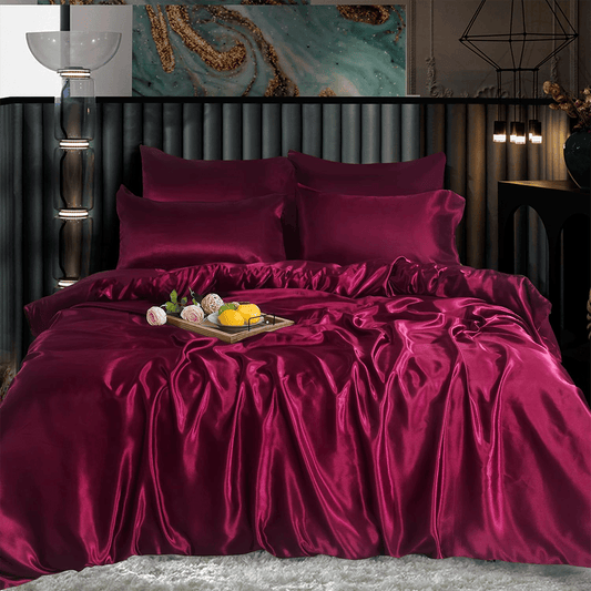 Silk Duvet Cover Set - Maroon