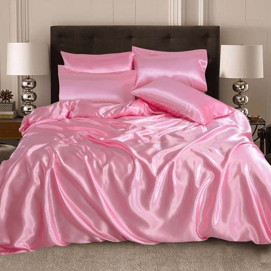 Silk Duvet Cover Set - Pink