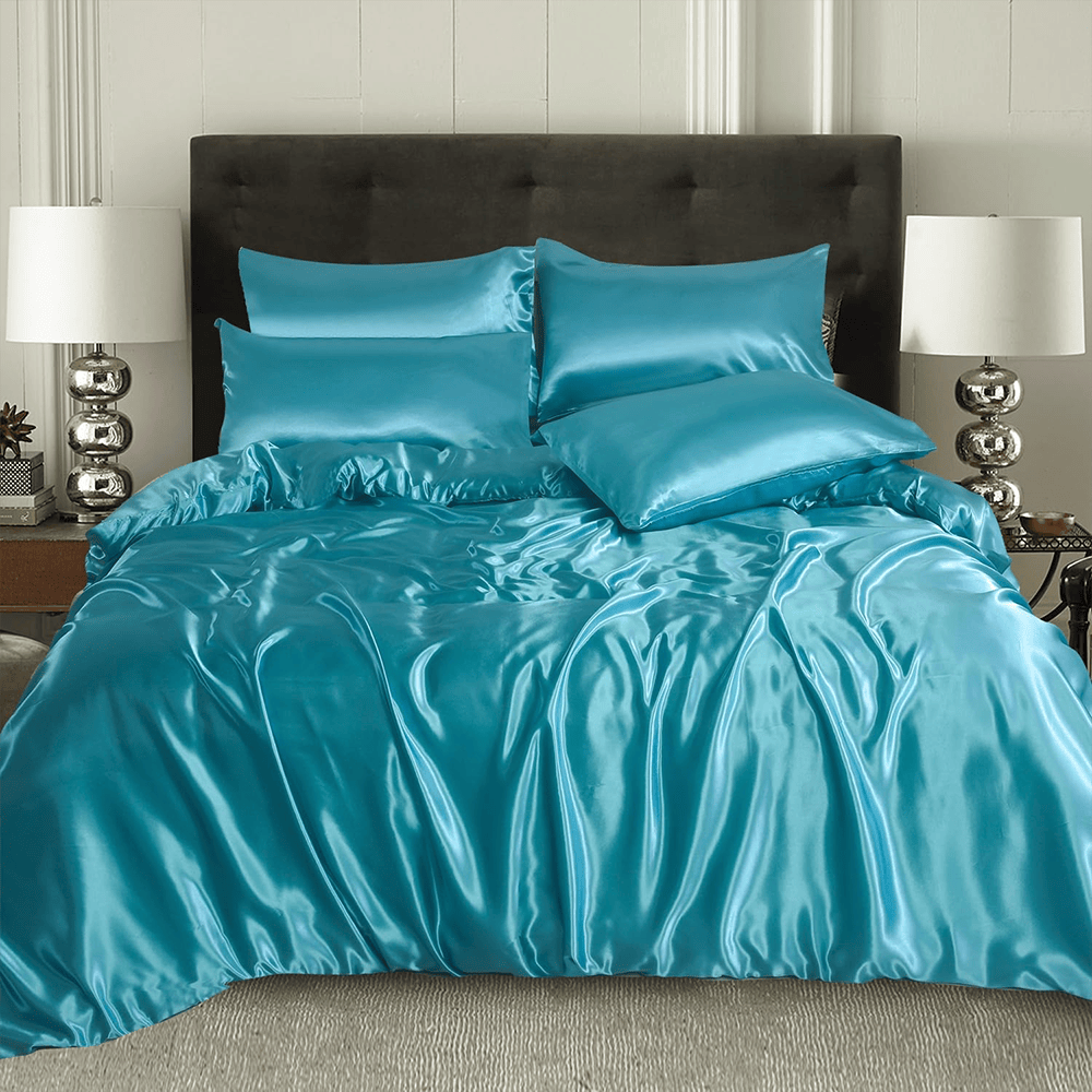 Silk Duvet Cover Set - Teal