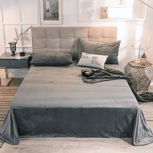 Velvet Bed Sheet - Dark Grey