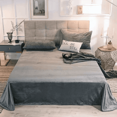 Velvet Bed Sheet - Dark Grey