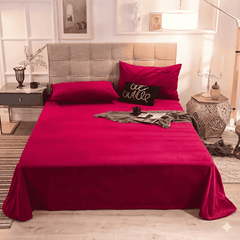 Velvet Bed Sheet - Maroon Red