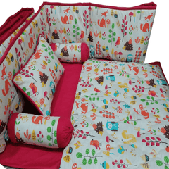 Baby Cot - Bedding Set - Pompous Cute Red