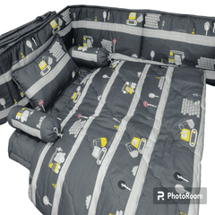 Baby Cot - Bedding Set - Pompous Grey