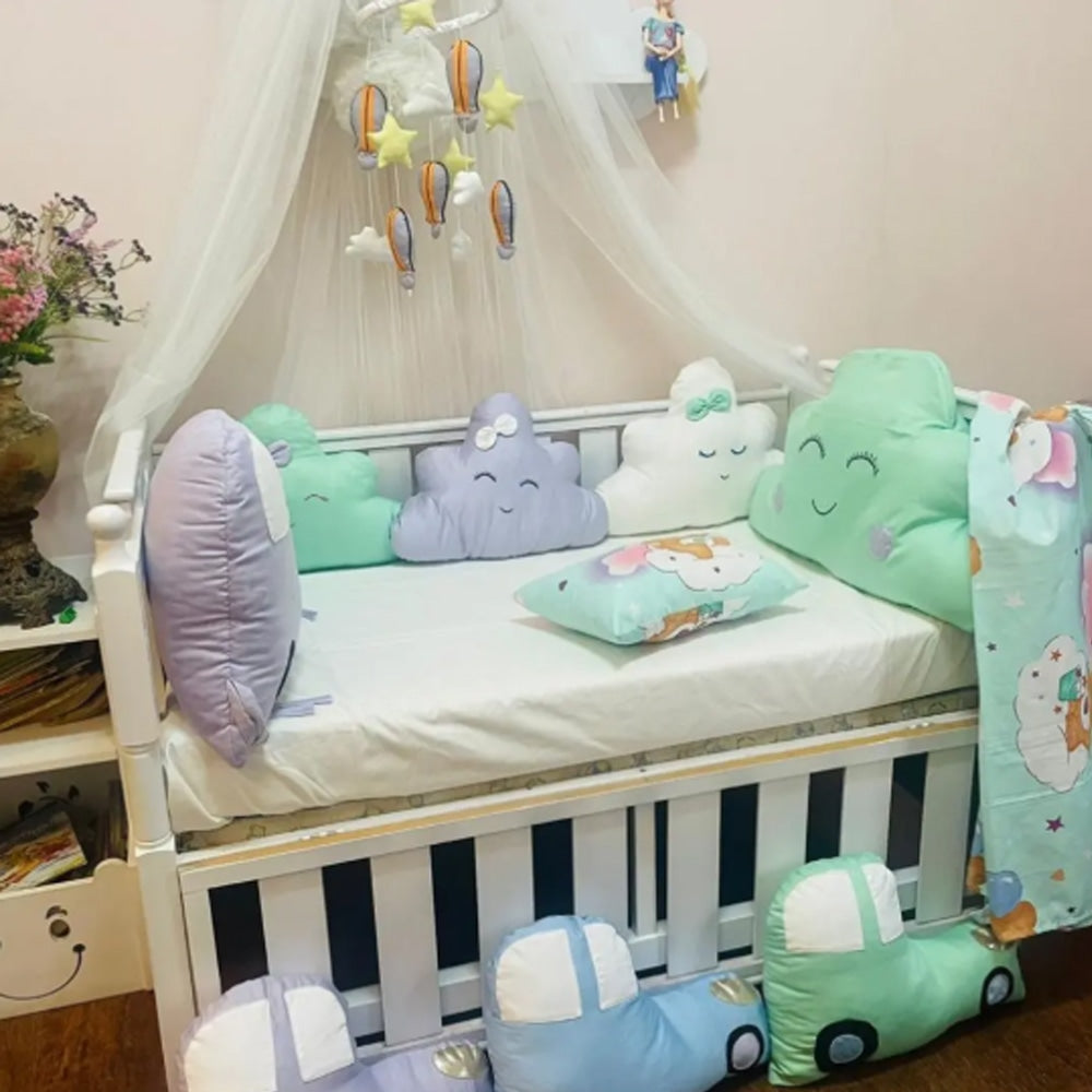 BabyCot Beddingset Clouds & Cars