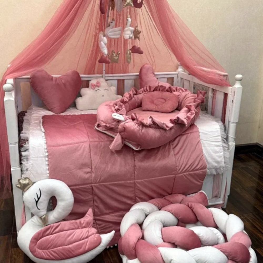 BabyCot BeddingSet Rosy Swan
