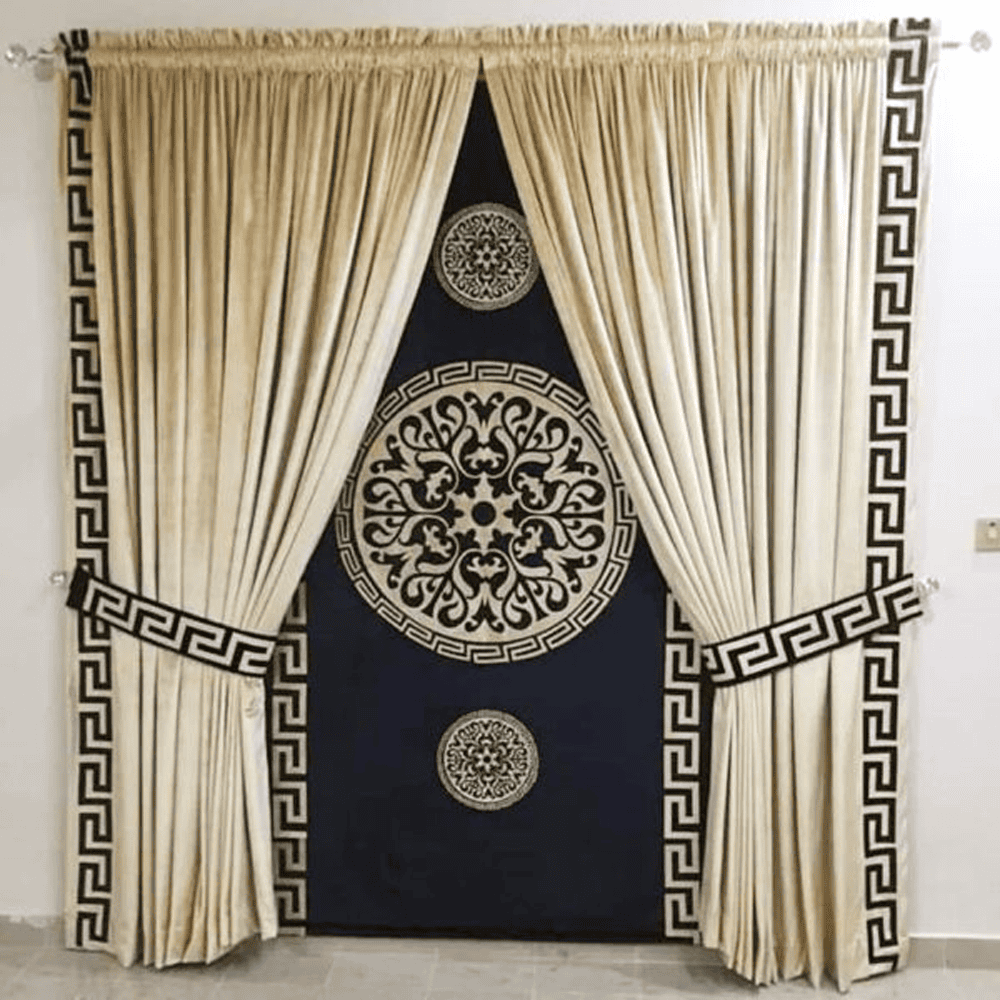 Blind Curtains Velvet Fabric Laser Cut Art – Black