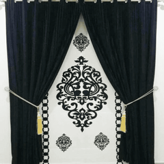 Blind Curtains Velvet Fabric Laser Cut Art – Black & White