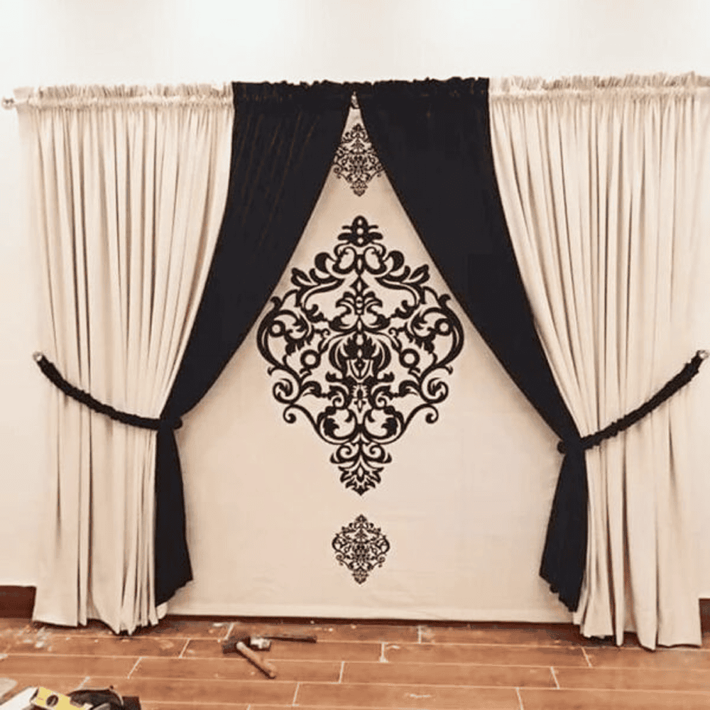 Blind Curtains Velvet Fabric Laser Cut Art – Black Design