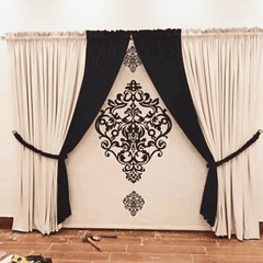 Blind Curtains Velvet Fabric Laser Cut Art – Black Design