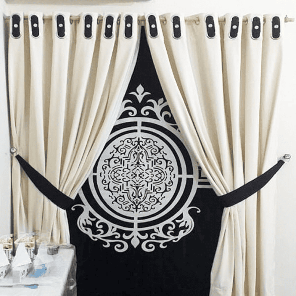 Blind Curtains Velvet Fabric Laser Cut Art – Black & Off White