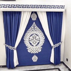 Blind Curtains Velvet Fabric Laser Cut Art – Dark Blue