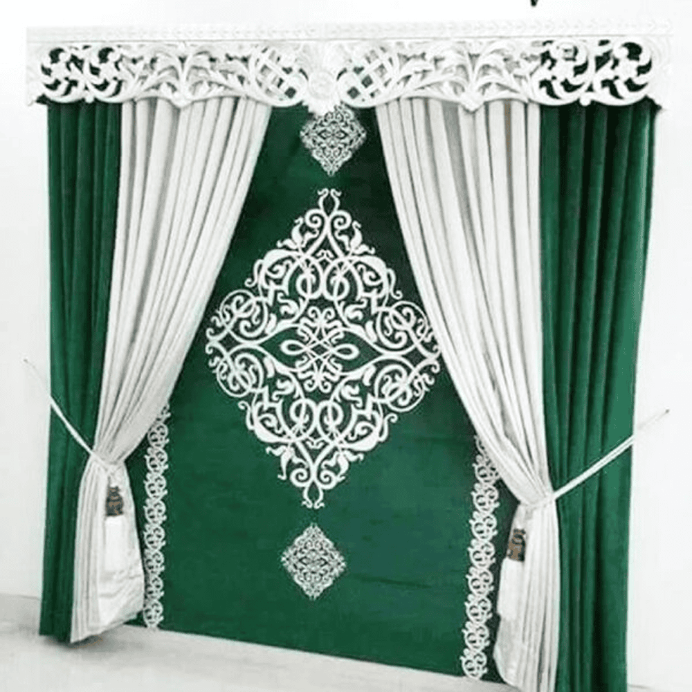 Blind Curtains Velvet Fabric Laser Cut Art – Green