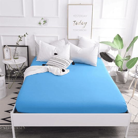 Cotton Fitted Sheet - Lake Blue