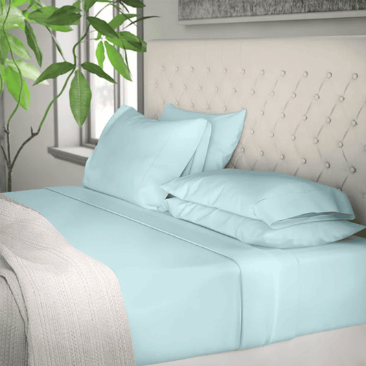 Cotton Fitted Sheet - Light Cyan