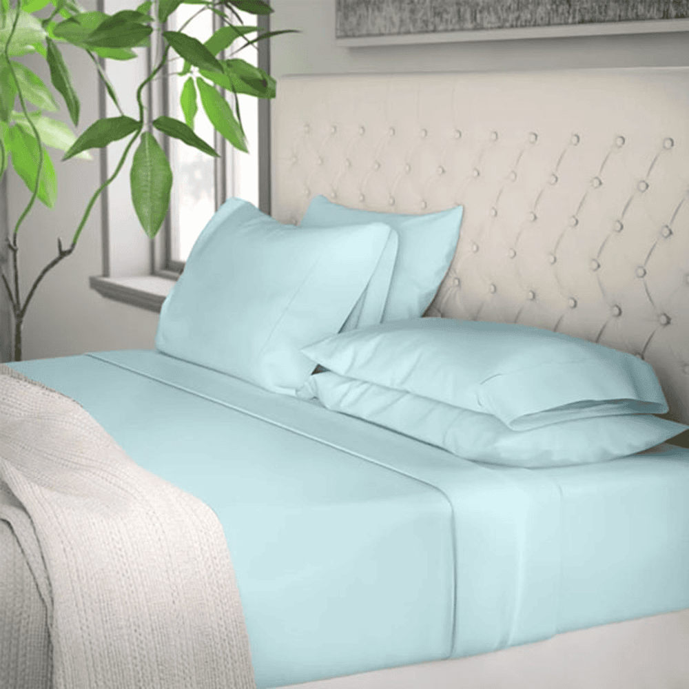 Cotton Fitted Sheet - Light Cyan