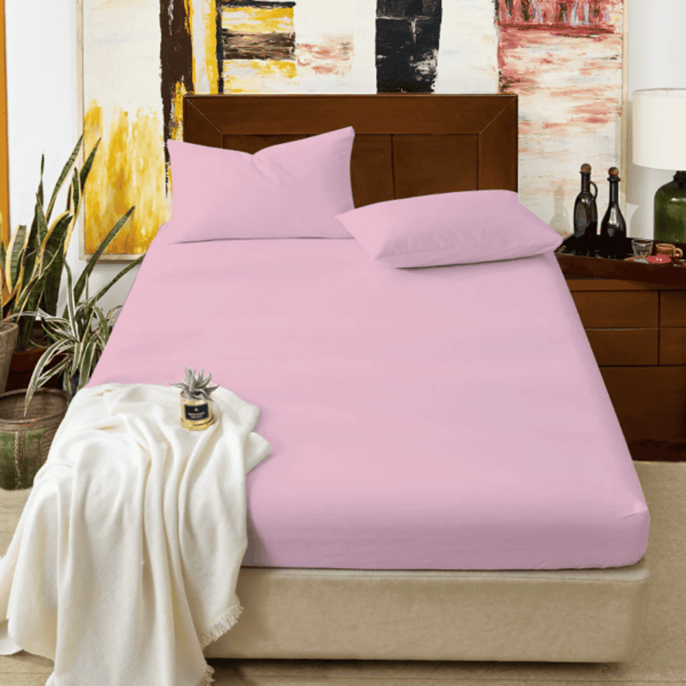 Cotton Fitted Sheet - Light Pink