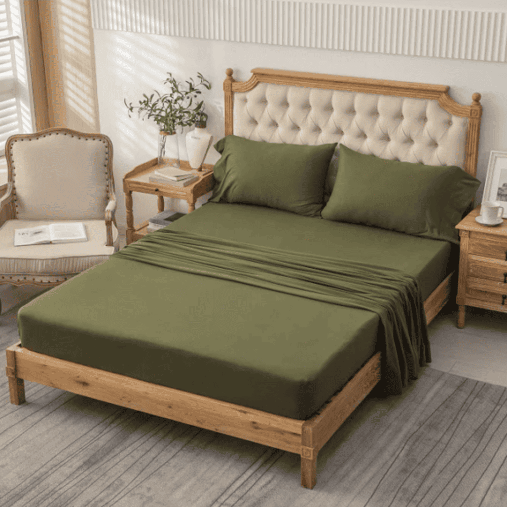 Cotton Fitted Sheet - Olive Green